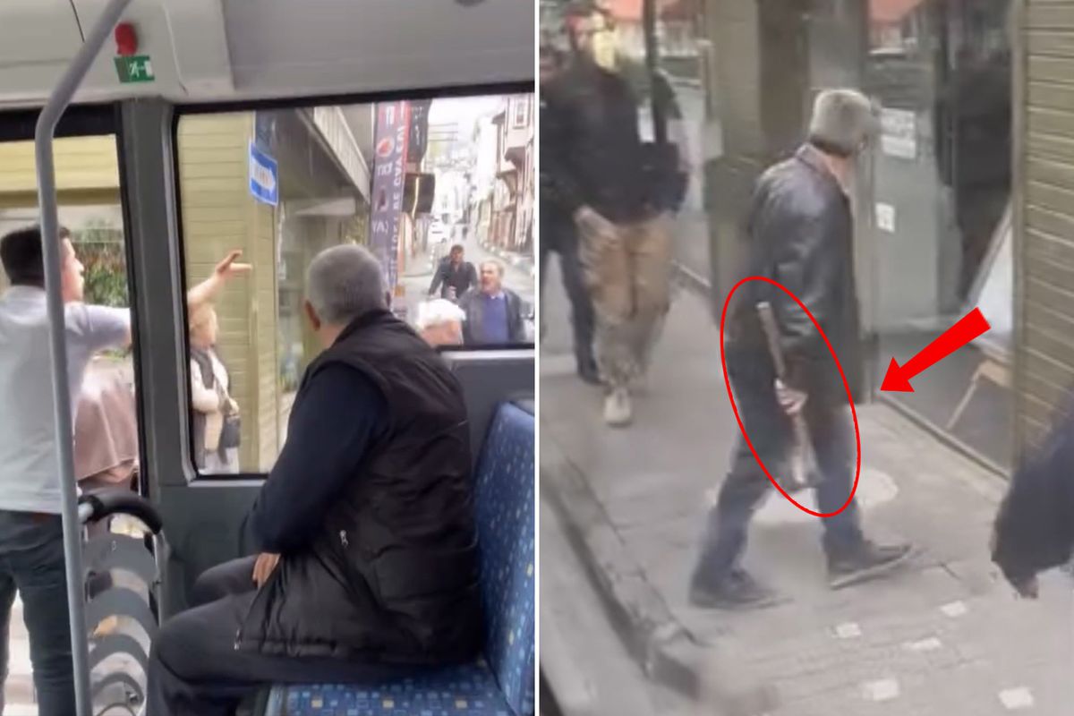 Elinde balta, ağzında küfür! Yolcu otobüsüne tehditler savurdu