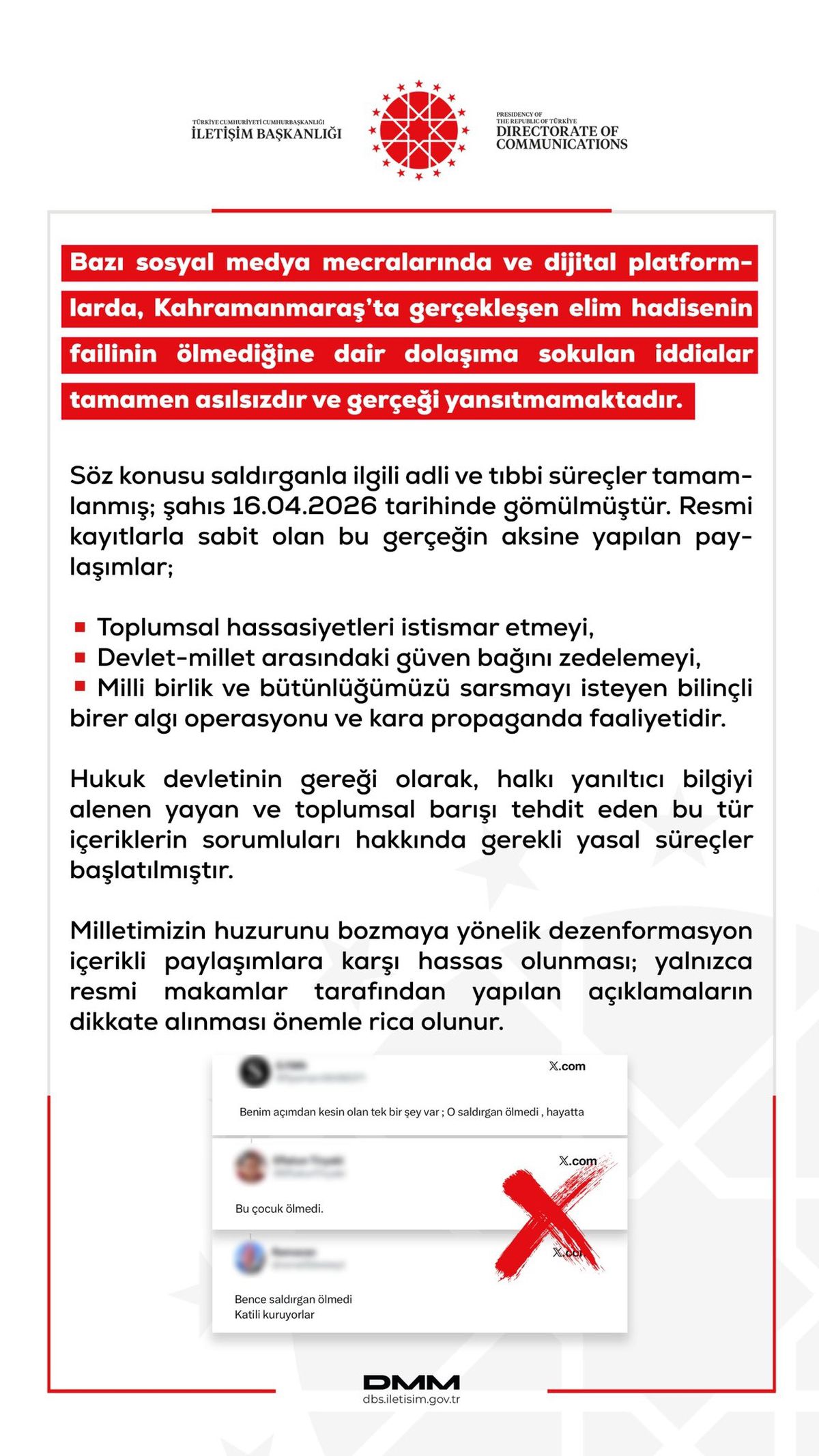 DMM'den Kahramanmaraş'taki saldırının failine ilişkin açıklama