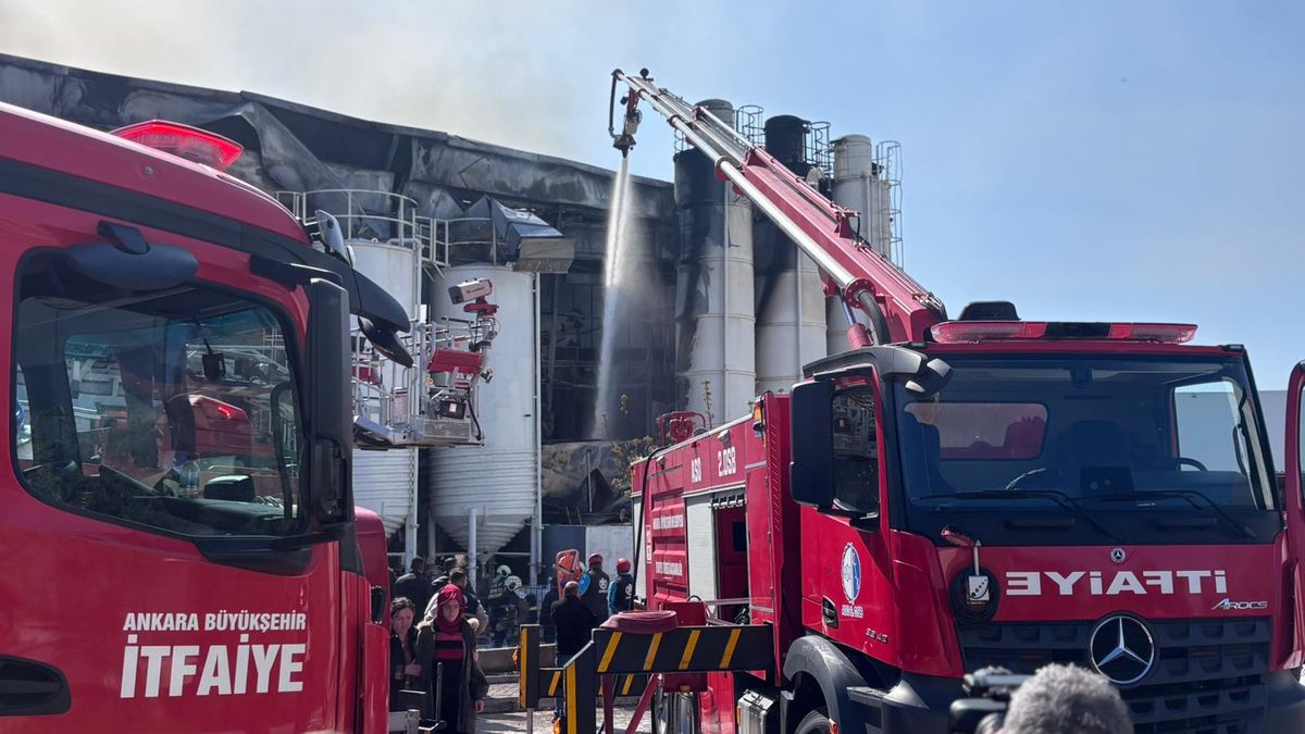 Ankara'da boya fabrikasında yangın
