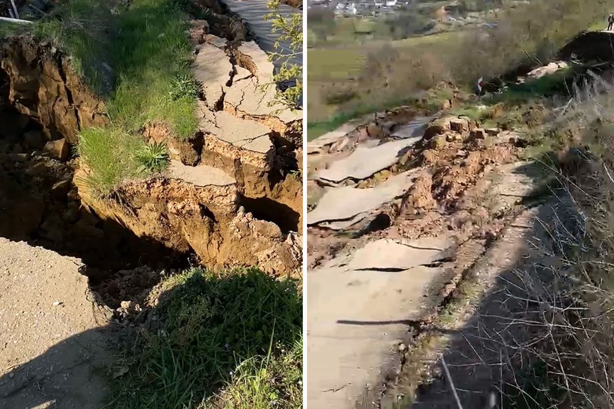 Bursa'da heyelan: Kırsal mahalleleri bağlayan yol ulaşıma kapandı