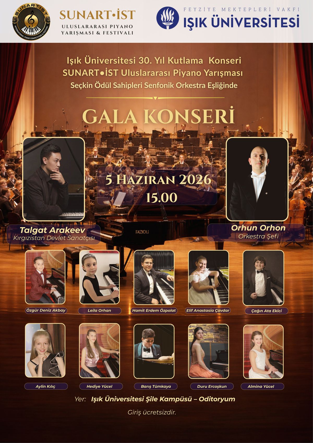 SUNART•İST II. Uluslararası Piyano Yarışması & Festivali kapsamındaIşık Üniversitesi 30. Yıl Özel Kutlama ...