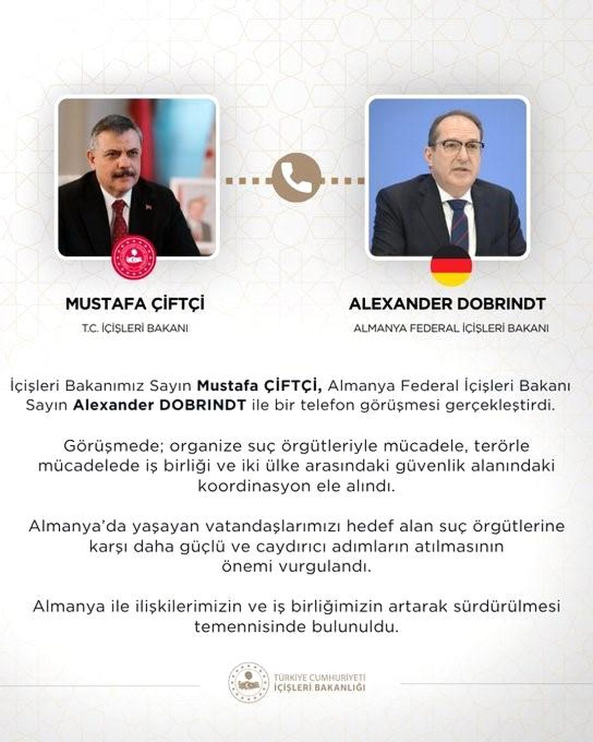 Bakan Çiftçi Alman mevkidaşı ile telefonda görüştü