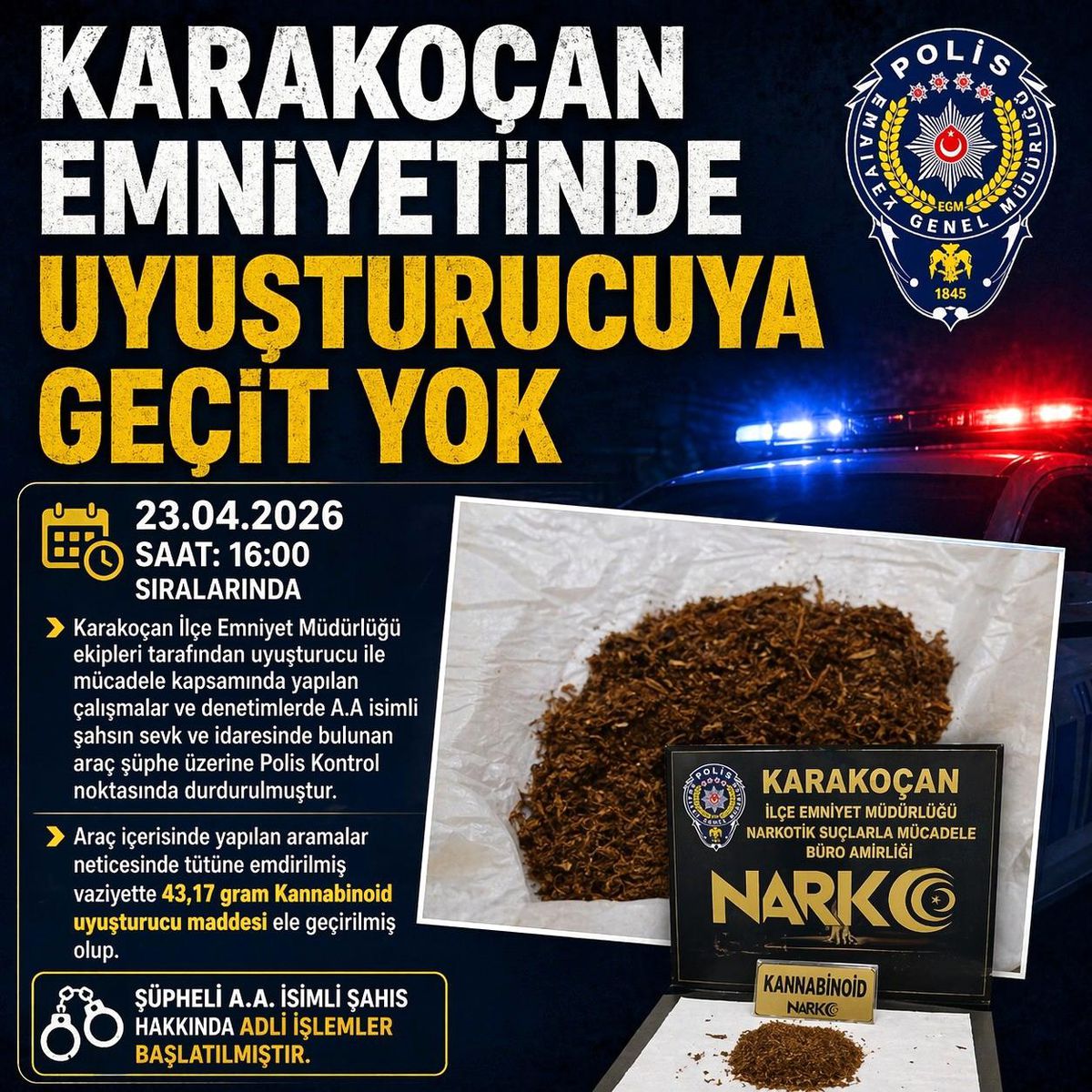 Karakoçan'da uyuşturucuyla mücadele: 1 gözaltı