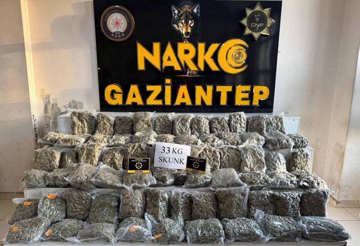 Gaziantep'te 34 kilo uyuşturucu ele geçirildi: 1 tutuklama