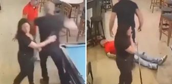 Bilardo masasında taciz intikamı! Karısına dokunan adamı tek yumrukla nakavt etti!