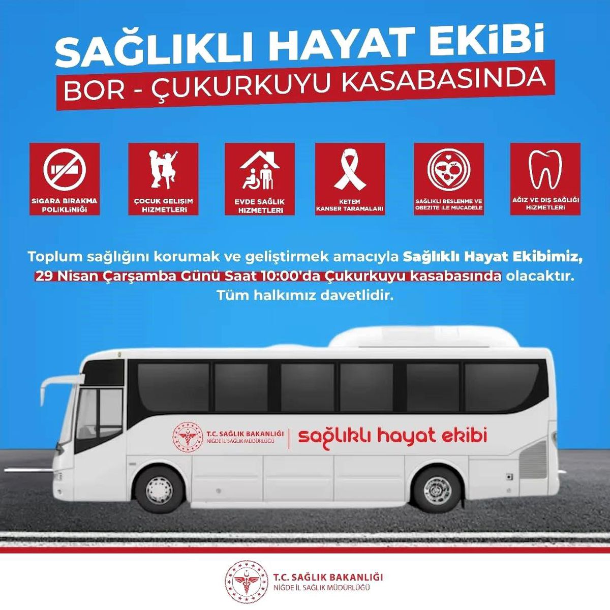 Mobil Sağlıklı Hayat Ekibi Çukurkuyu'da vatandaşlarla buluşacak