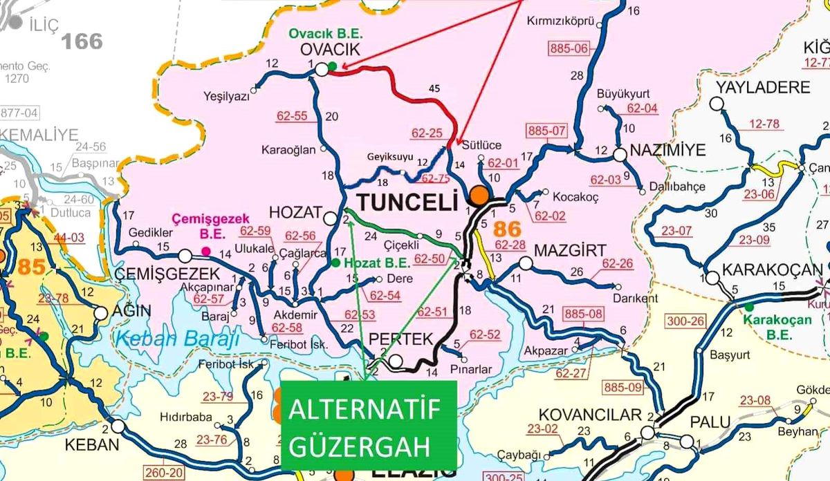 Tunceli-Ovacık yolu ulaşıma kapanacak