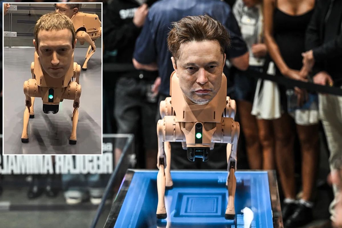 Berlin'de sıra dışı sergi! Musk ve Zuckerberg kafalı robot köpekler gündemde