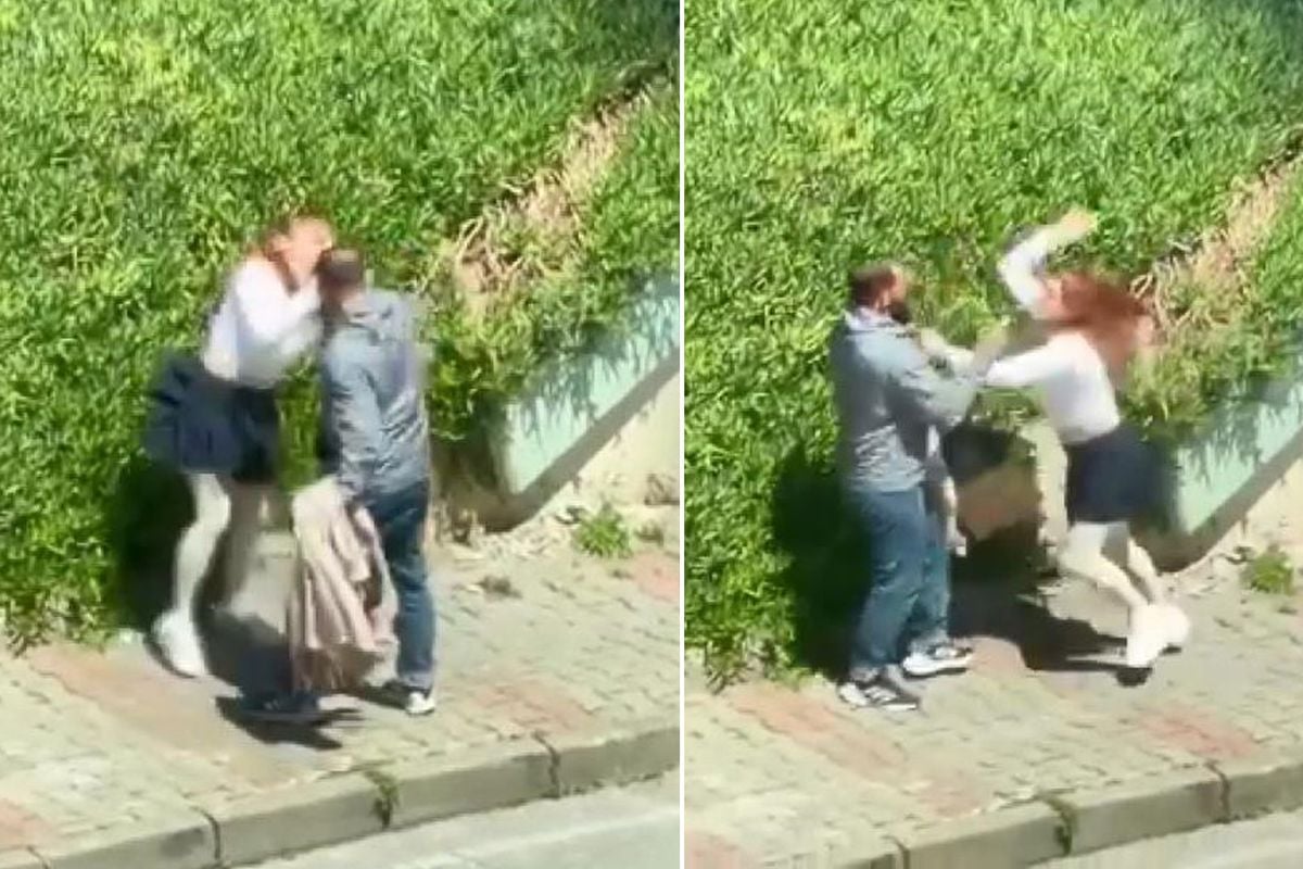 Tartıştığı kadını sokak ortasında yumrukladı, müdahale edenlere tepki gösterdi
