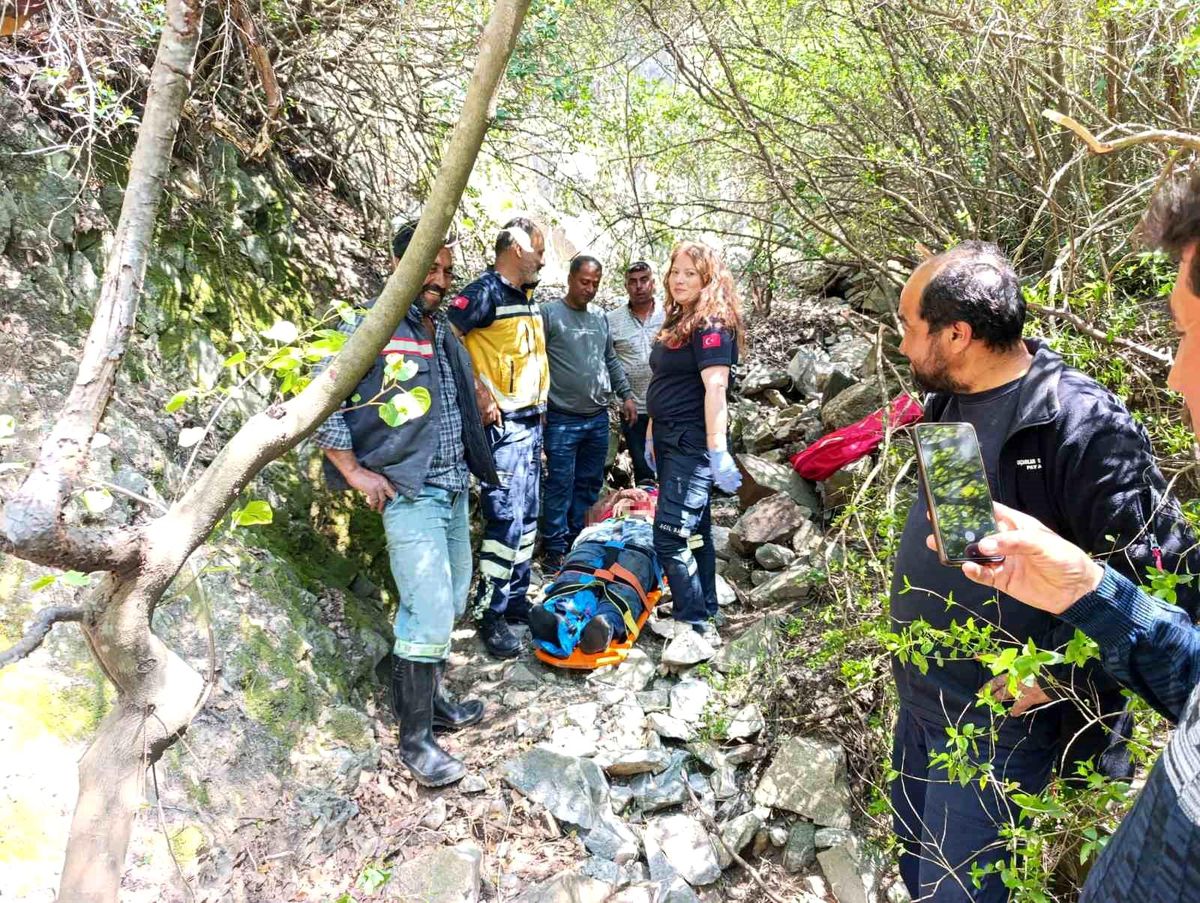 Ormanlık alanda uçurumdan düşen vatandaş yaralandı