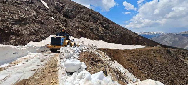 Kulp'ta çığ ve heyelan nedeniyle hasar gören yollar onarılıyor