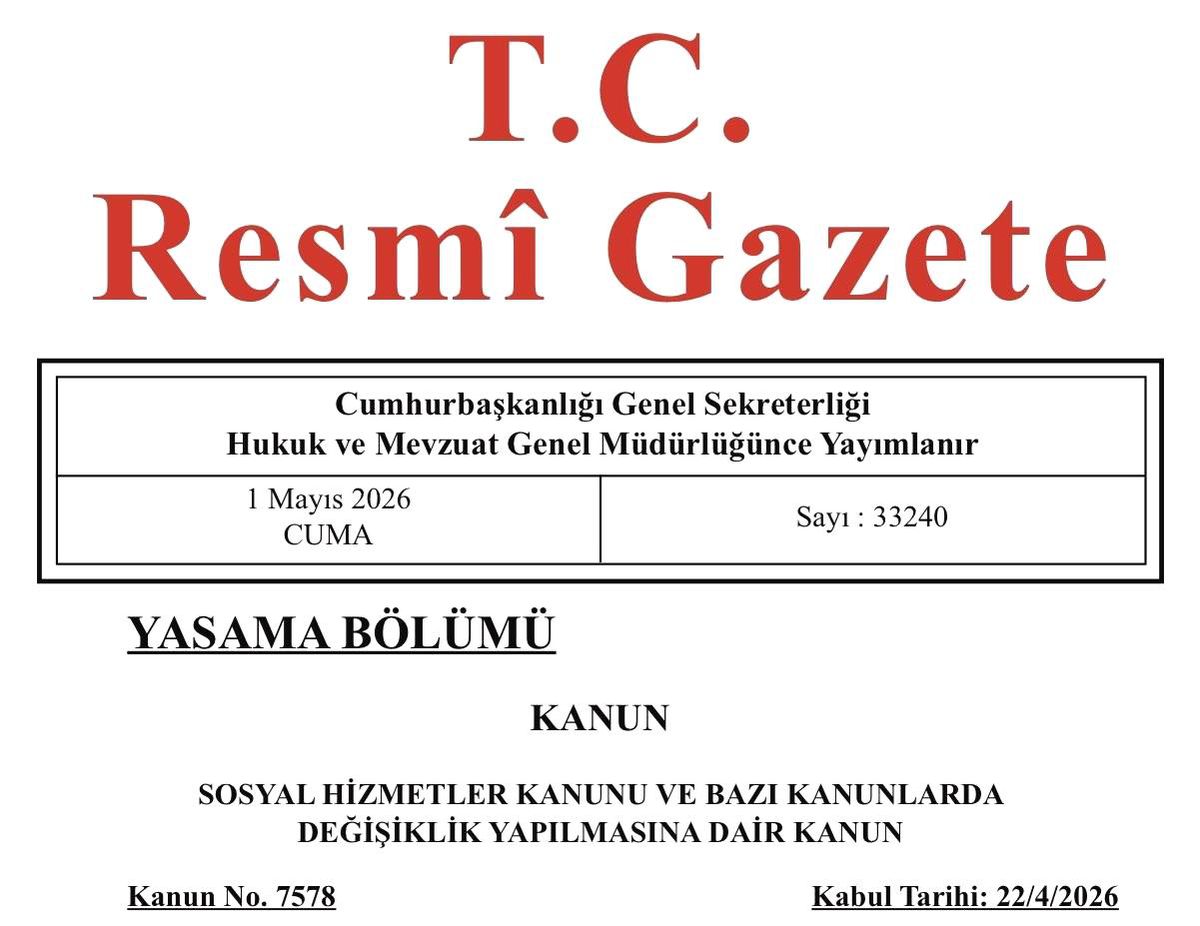 Sosyal Hizmetler Kanunu Resmi Gazete'de yayımlandı