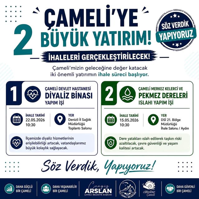 Çameli’de sağlık ve çevreye iki dev yatırım için ihale süreci başlıyor