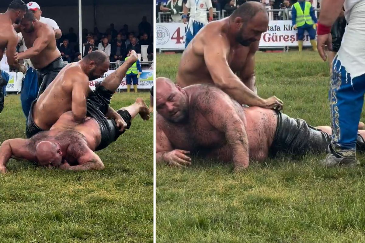 Güreşirken rakibinin kıspetini çıkardı, giydirmeye çalışırken olanlar oldu