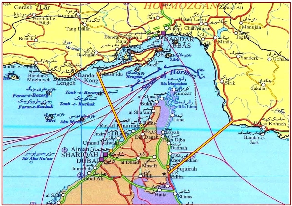 İran'dan Hürmüz Boğazı'nda yeni kontrol hattını gösteren harita