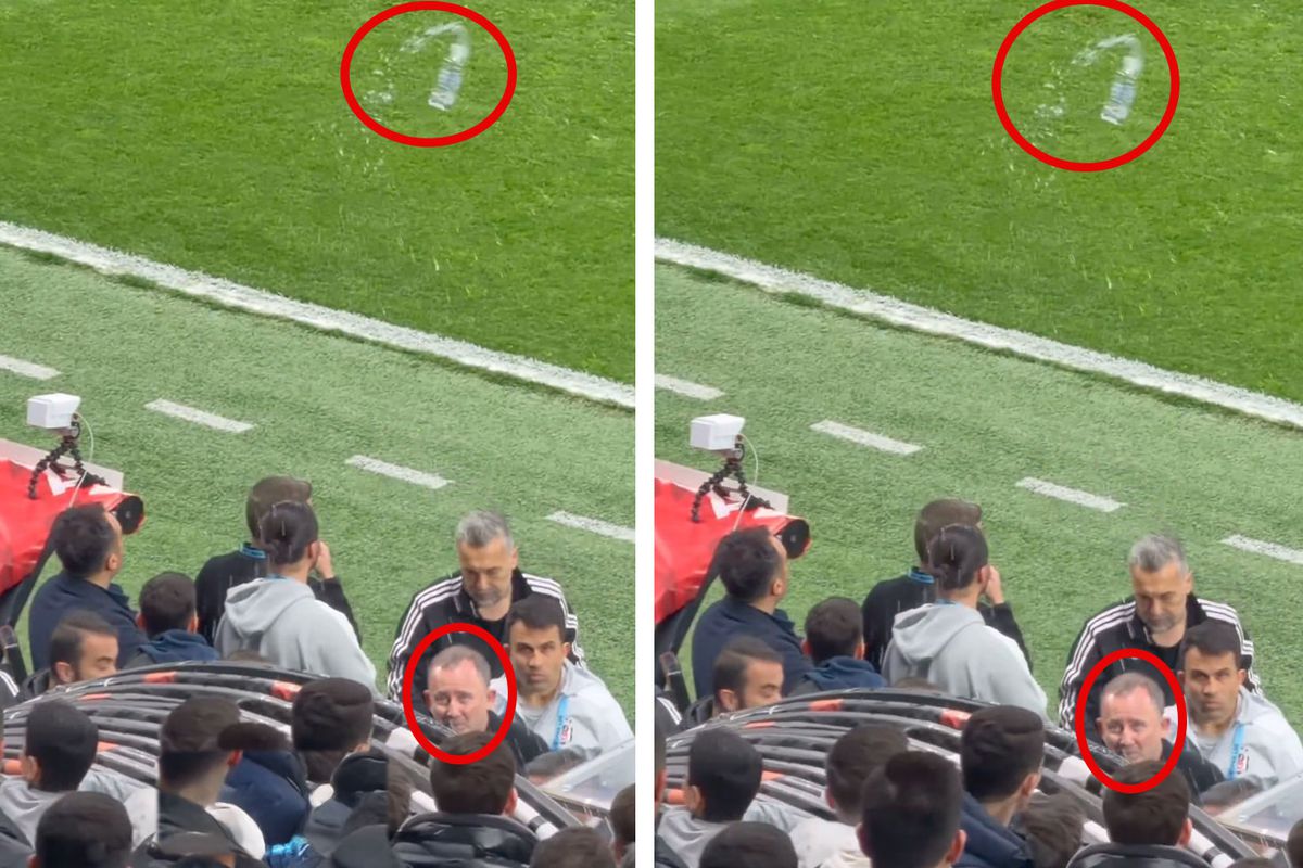 Beşiktaş taraftarı Sergen Yalçın'a su şişesi fırlattı