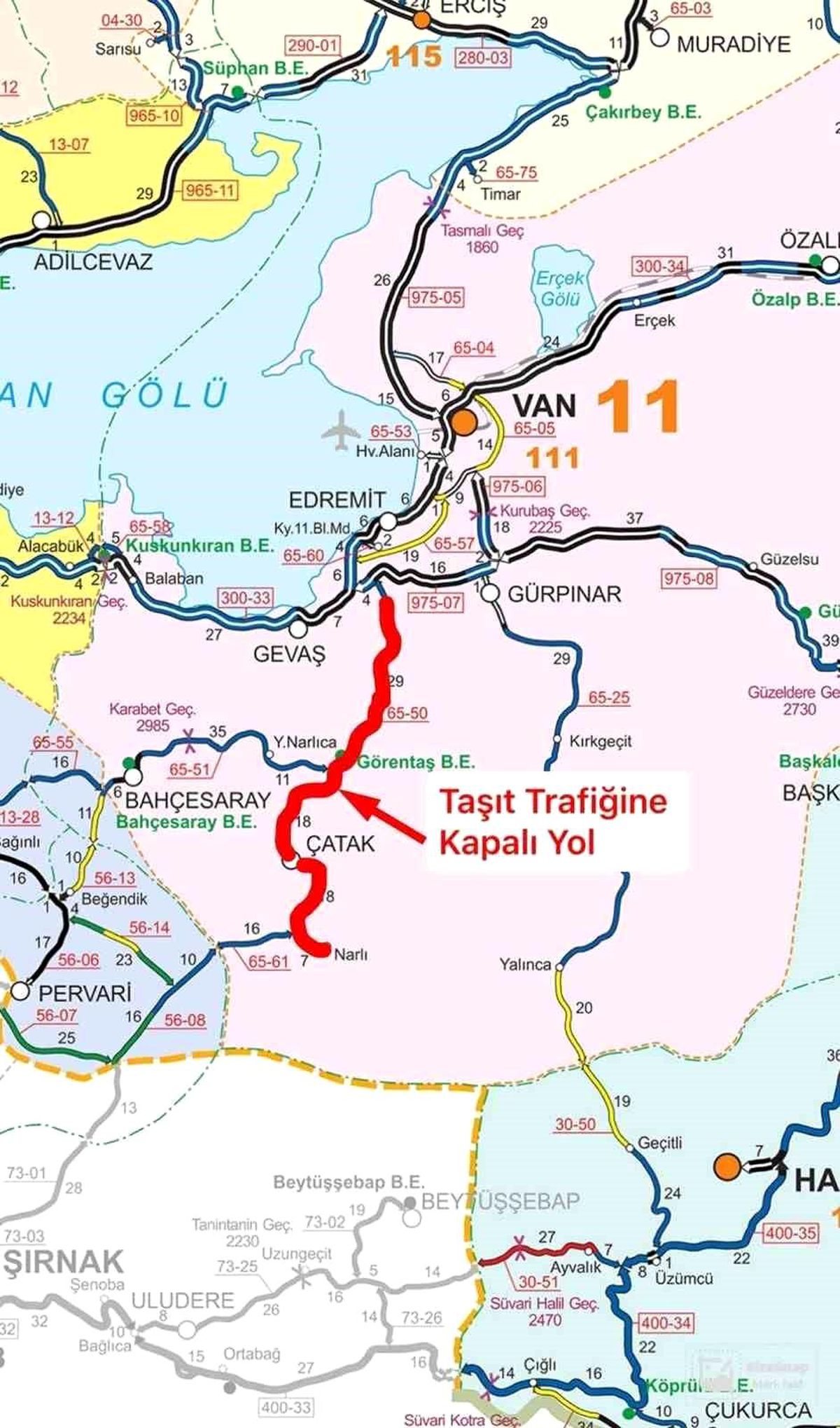 Çatak yolu araç trafiğine kapatıldı