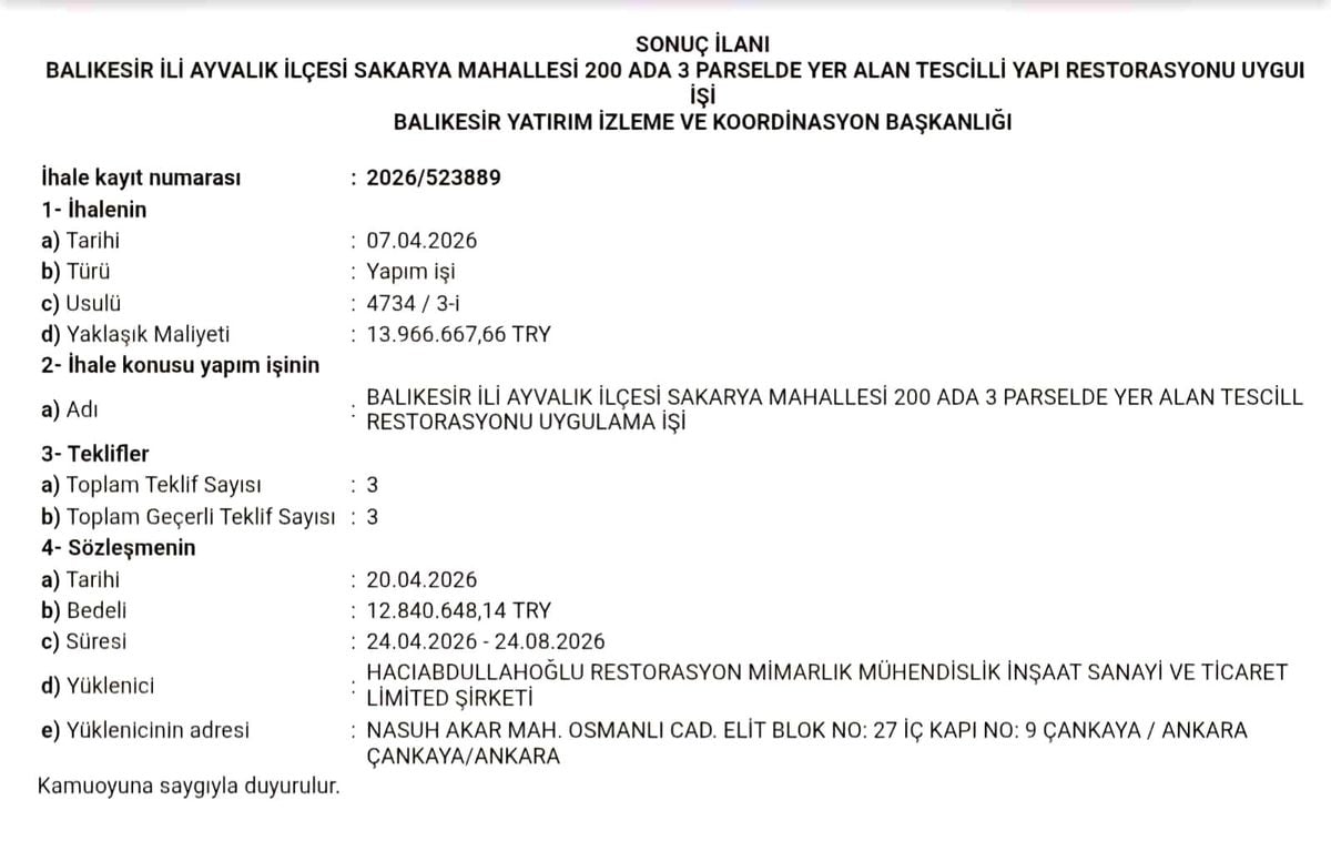 13 milyon TL'lik ihale tamamlandı, tarihi yapı yeniden hayat bulacak