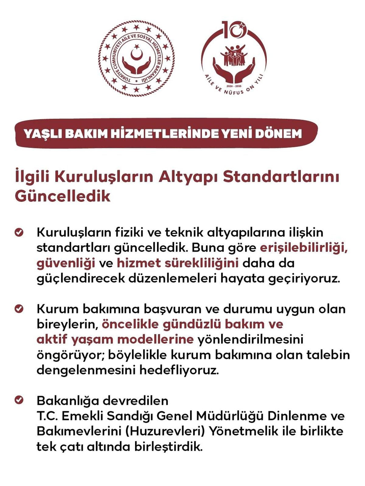 Bakanlıktan huzurevlerine yönelik yeni düzenleme