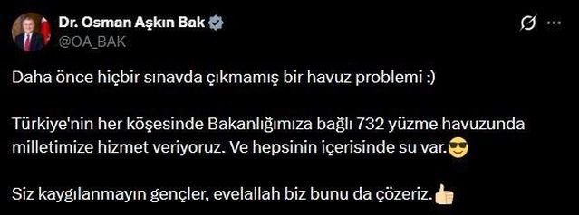 Bakan Bak’tan Marmaris Belediyesindeki havuz sorununa tepki