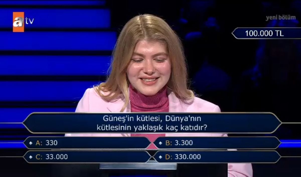 Güneş'in kütlesi, Dünya'nın kütlesinin yaklaşık kaç katıdır?
