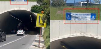 Tünel üzerine asılan yazıyı gösteren vatandaş, yazılan 20 TL'lik cezaya isyan etti