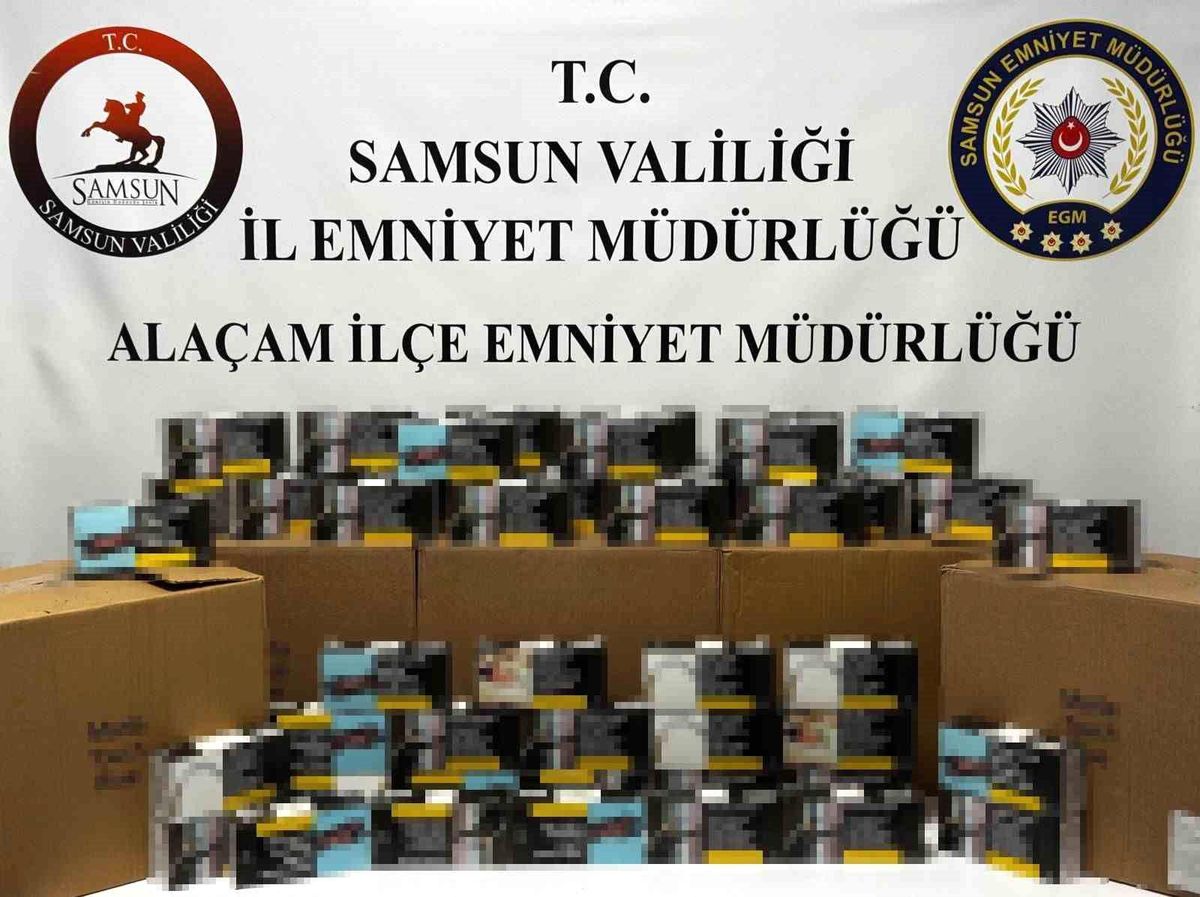 Samsun'da 50 bin adet dolu makaron ele geçirildi