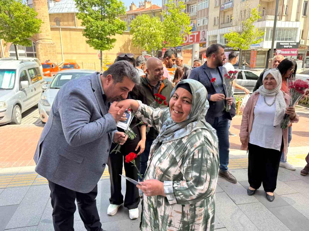 Sokaklardaki annelere karanfil dağıttılar