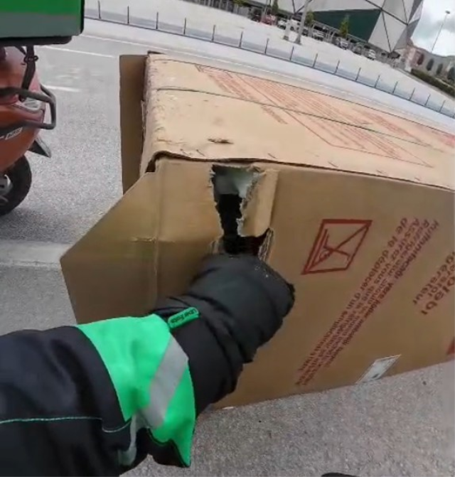 courier refrigerator box roadside