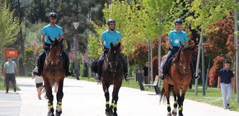 Gaziantep'te göreve başlayan atlı birlikler parkta ilgi odağı oldu