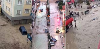 Samsun'u vuran selin geldiği anlar kamerada
