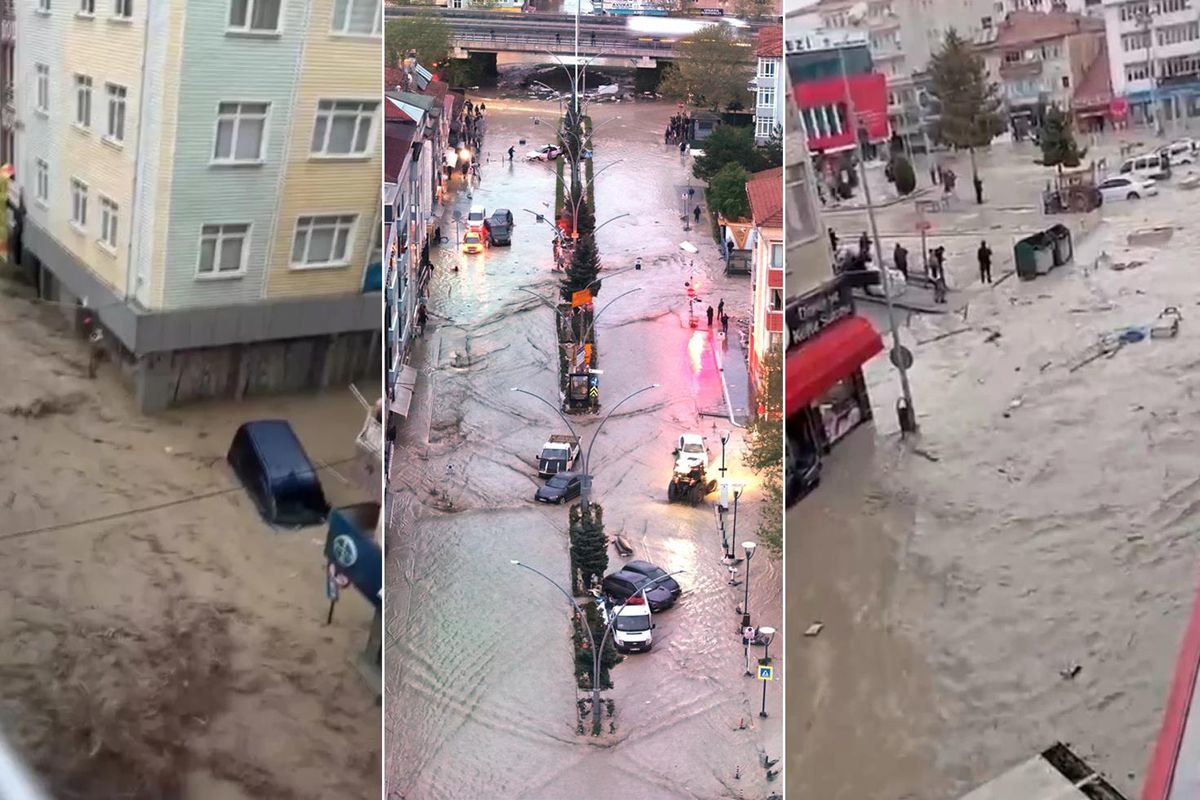 Samsun'u vuran selin geldiği anlar kamerada