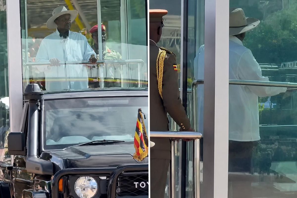 Uganda Cumhurbaşkanı Museveni törene kurşun geçirmez cam fanus içinde katıldı