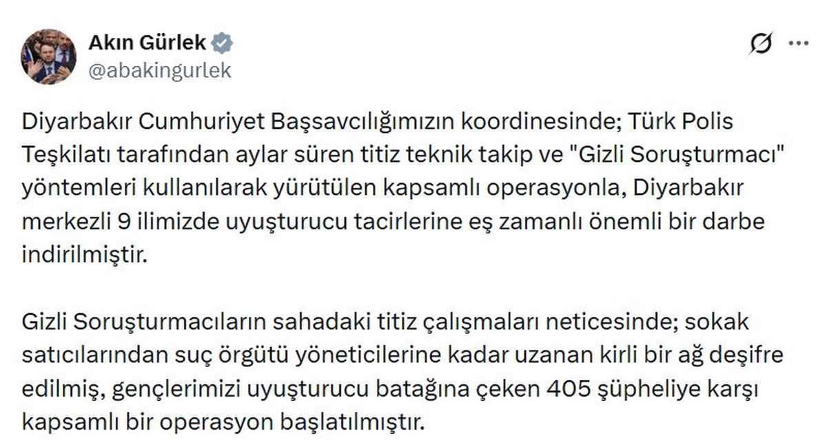 Adalet Bakanı'ndan uyuşturucu operasyonu açıklaması: Gizli soruşturmacılarla 405 şüpheliye darbe