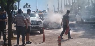 Alanya'da seyir halindeki otomobil yandı