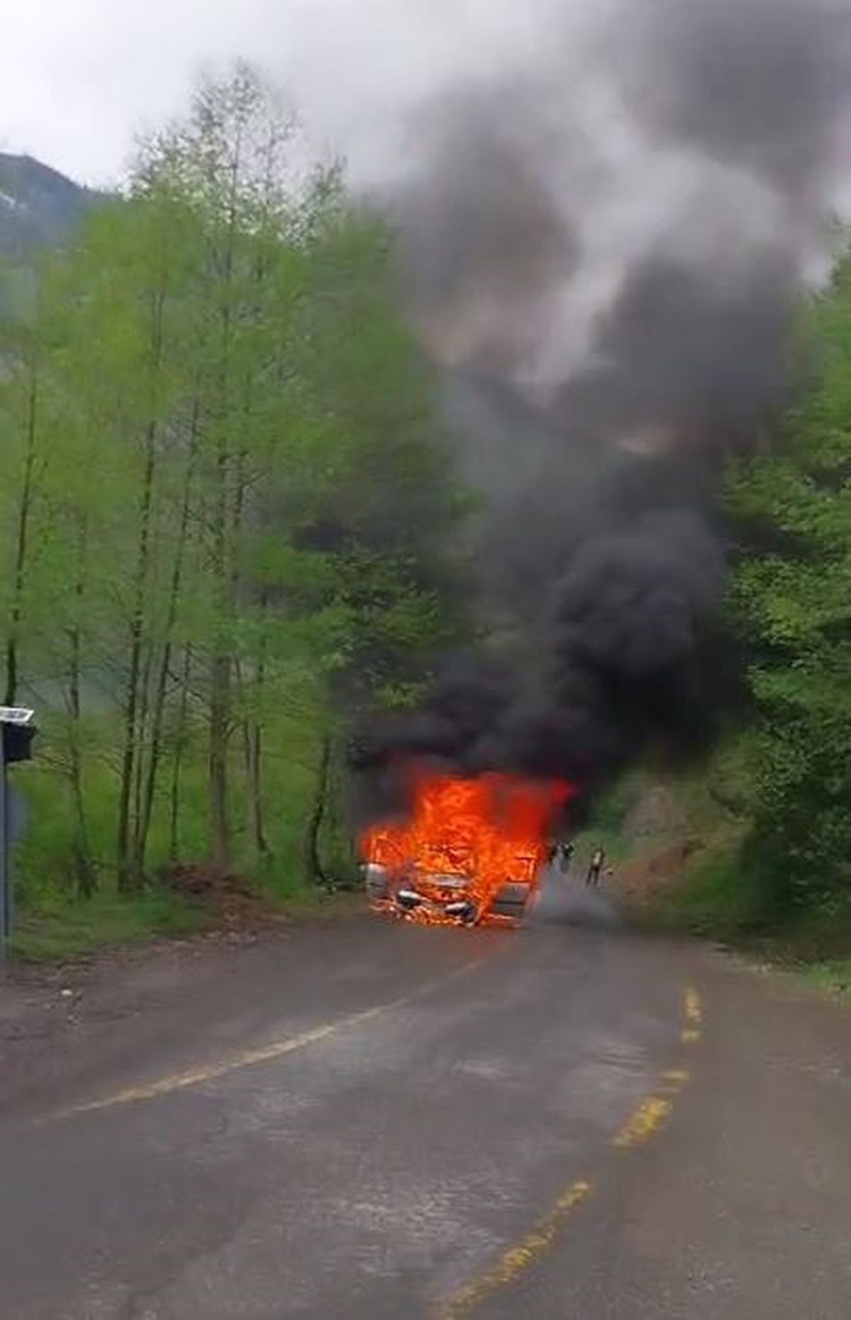Artvin'de Otomobilde Yangın Çıktı