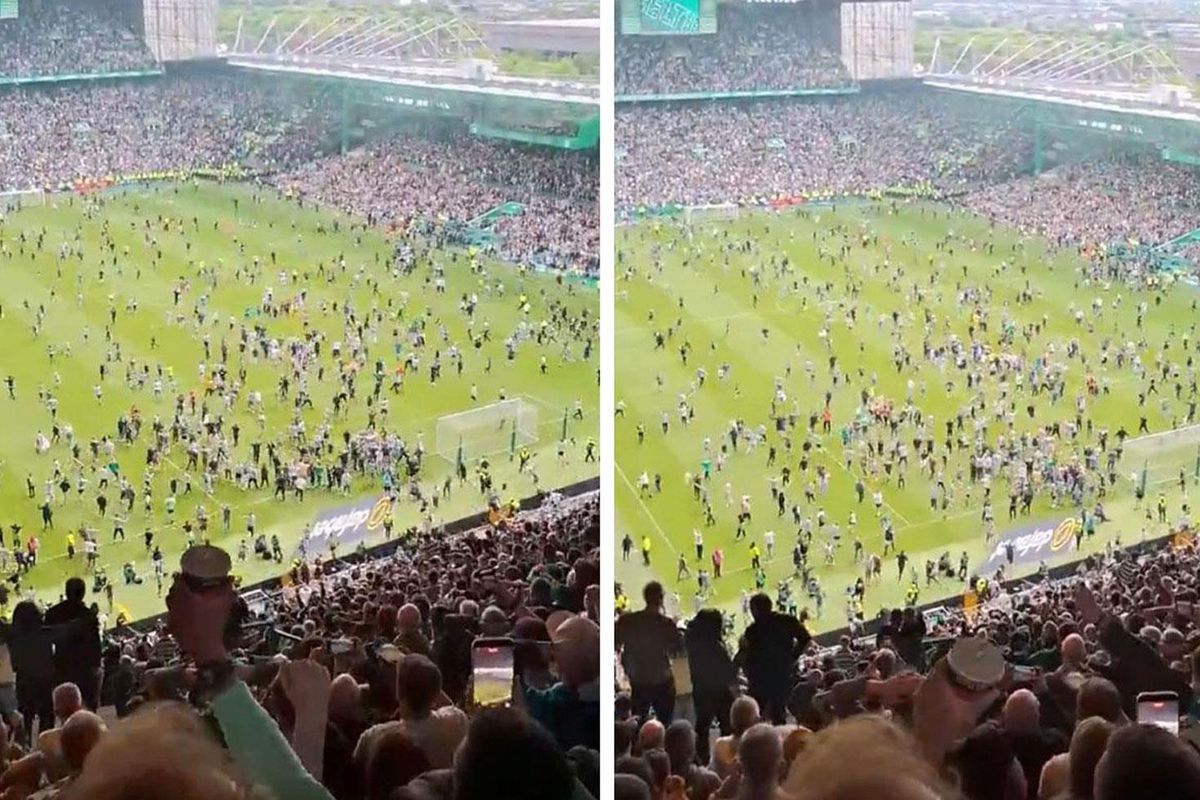 Celtic taraftarı sevinçten sahaya inmişti! Şampiyonluk el değiştirebilir