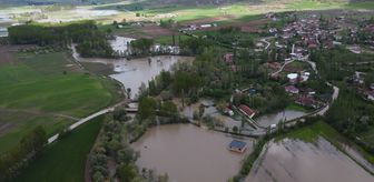 Çekerek Irmağı'nın neden oldu taşkınlar dronla görüntülendi
