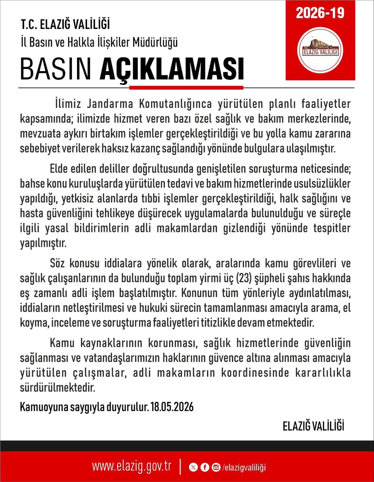 Elazığ'da SGK'yı zarara uğratan çete çökertildi