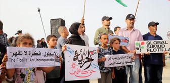Gazze'de Küresel Sumud Filosu'na destek gösterisi düzenlendi