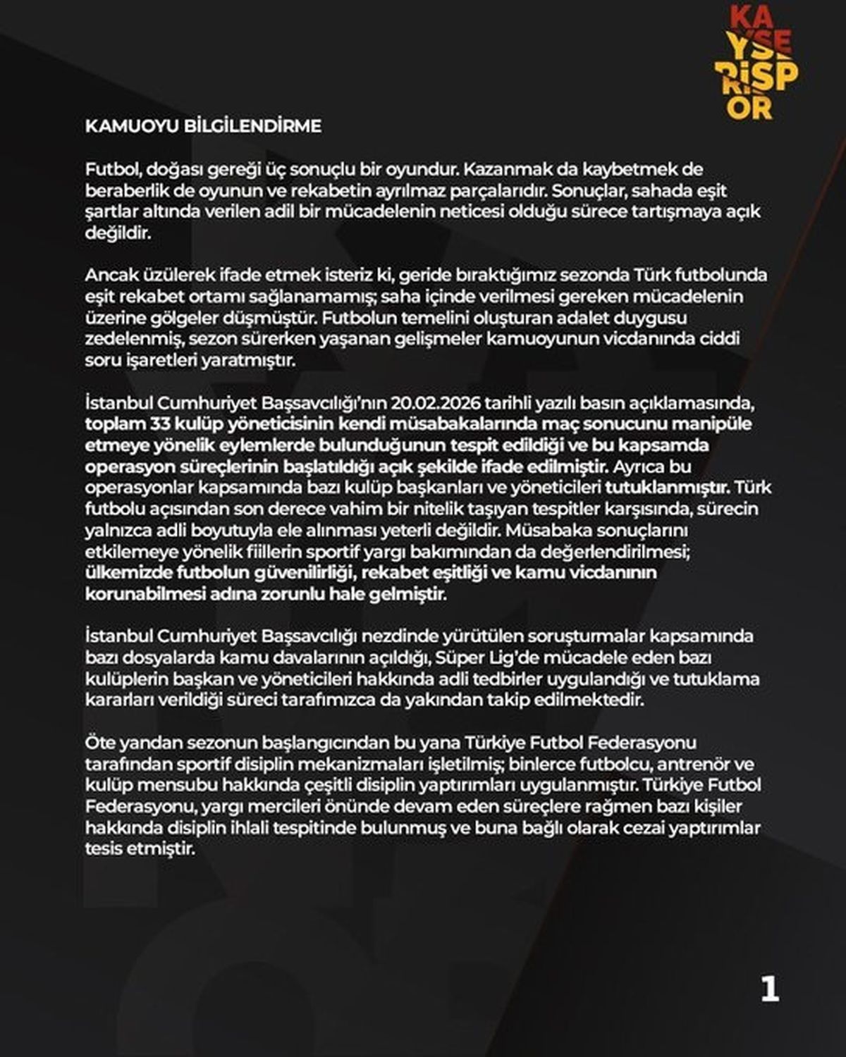 Kayserispor'dan şok çağrı: Süper Lig tescillenmesin