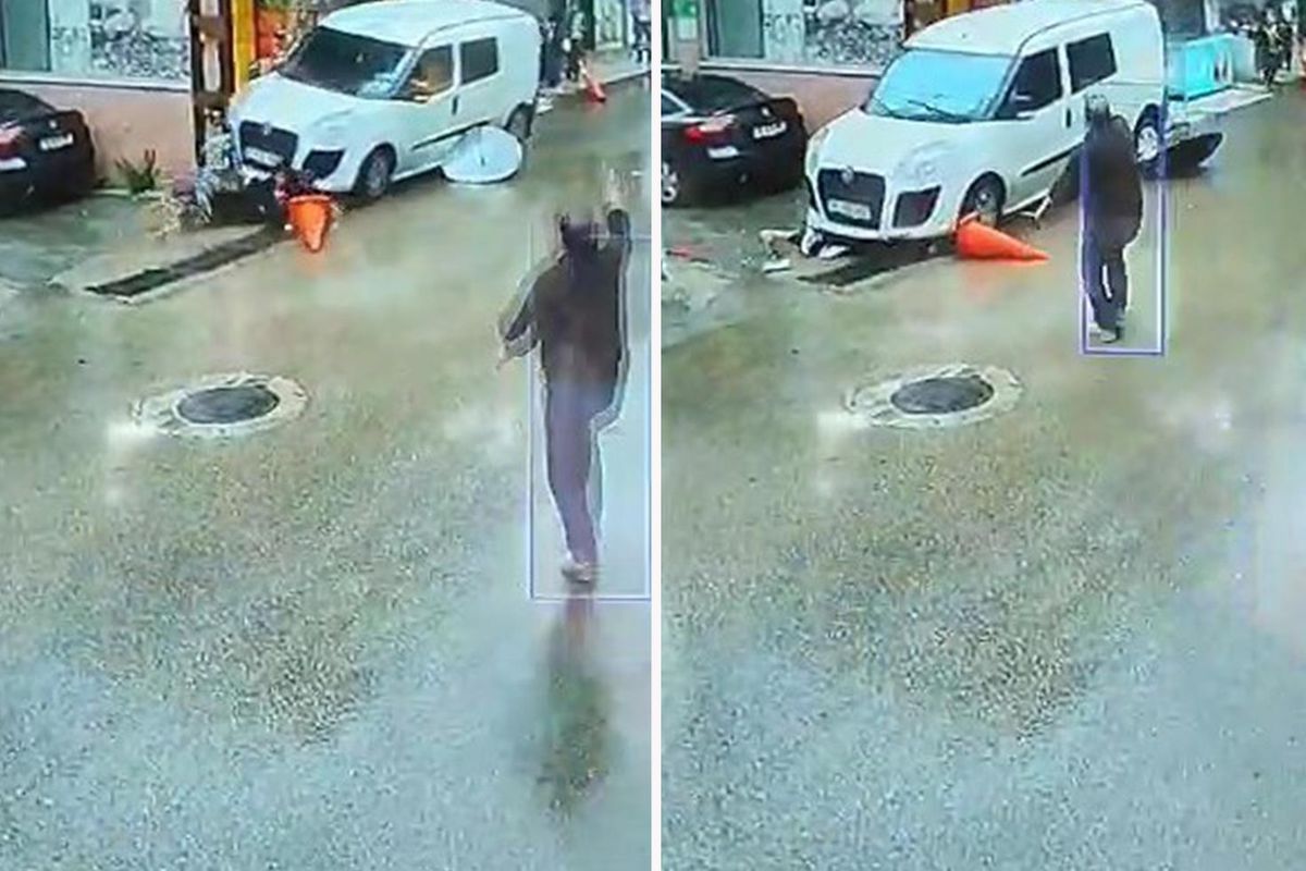 Kamyonet yayaların arasına daldı, o anlar kameraya yansıdı