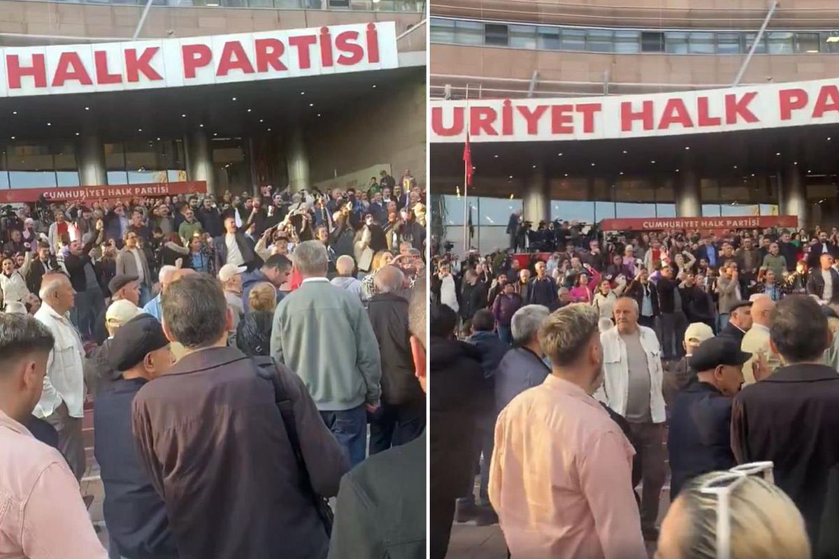 CHP Genel Merkezi'nin önünde 'Hain Kemal' sloganları atılıyor