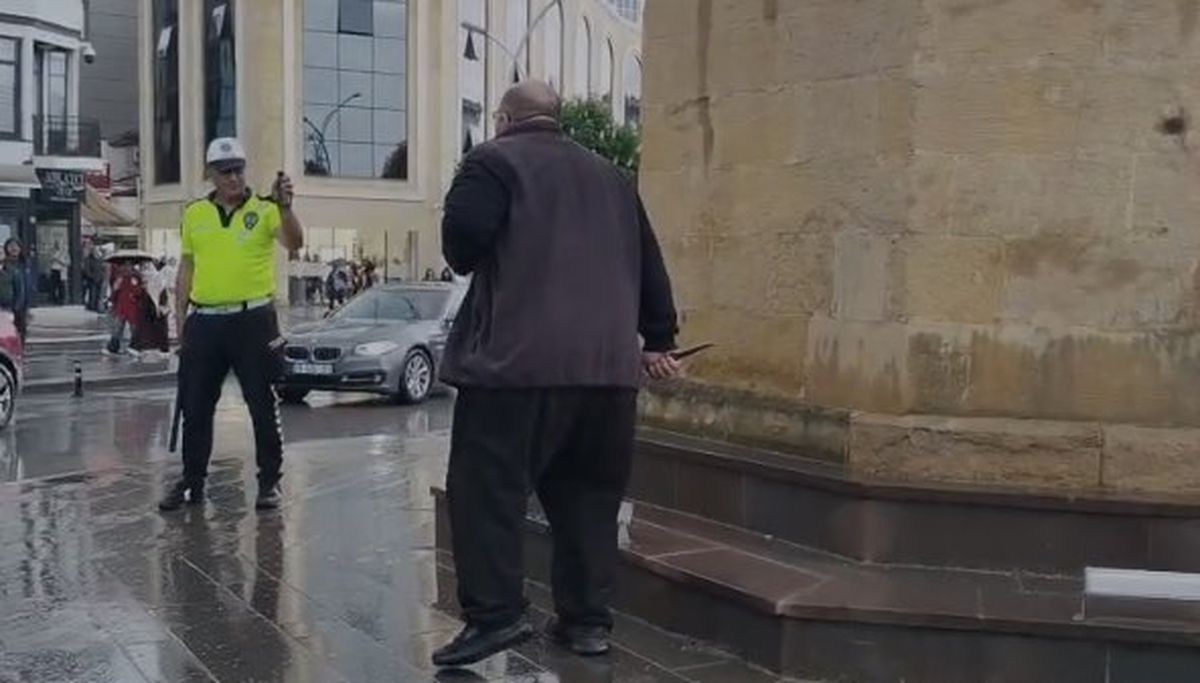 Saat Kulesi önünde bıçakla taşkınlık çıkaran şüpheli gözaltına alındı