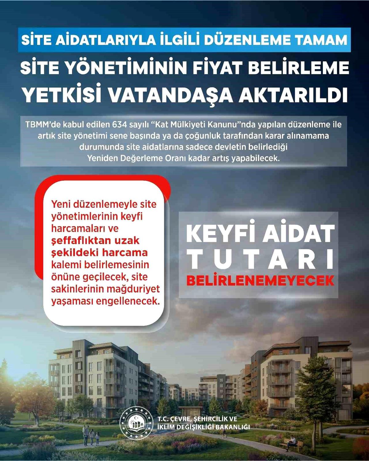 Site aidatlarını artık site yönetimi değil vatandaş belirleyecek