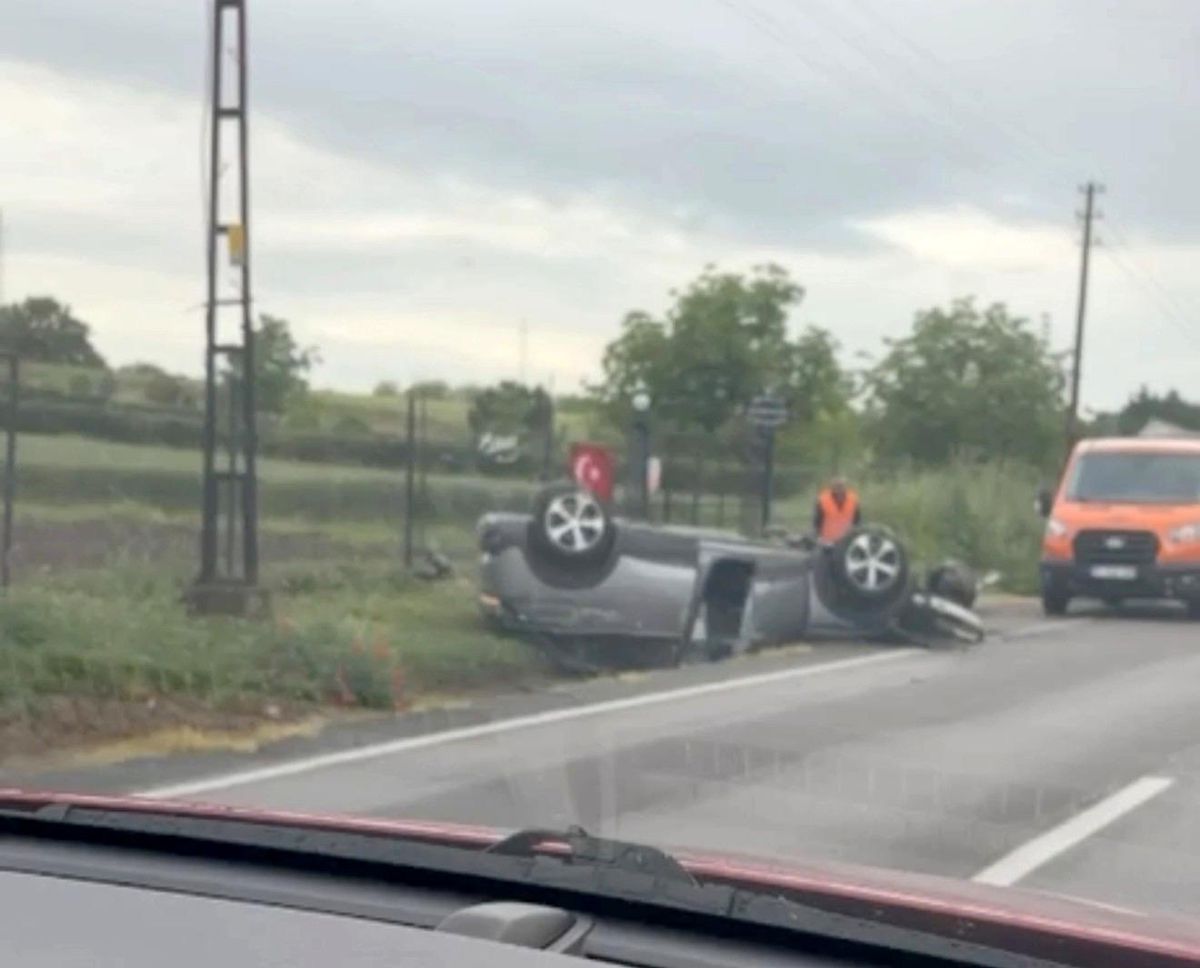 Takla atan otomobilin sürücüsü yaralandı
