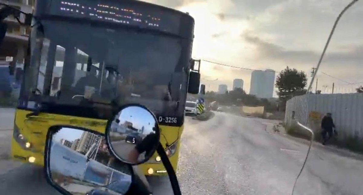 Kartal'da korku dolu anlar: İETT otobüsü kırmızıda geçti, motosikletli son anda durabildi