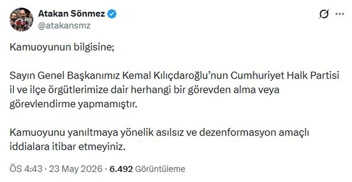 Kılıçdaroğlu'nun danışmanı: İl ve ilçe örgütlerimizde görevden alma yapılmadı