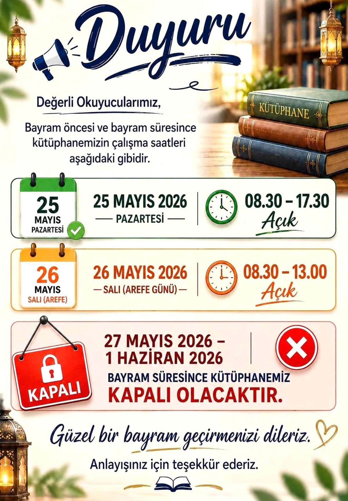 Sinop'ta kütüphane kullanacaklara uyarı