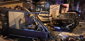 Tekirdağ'da otobüs durağına çarpan otomobildeki 3 kişi yaralandı